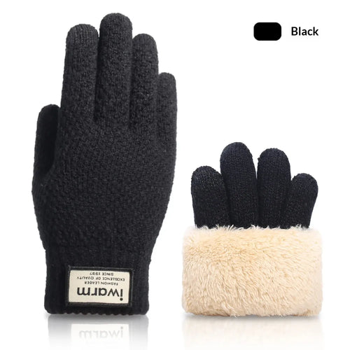 Thermal wool gloves, fleece lined,Touchscreen Fingers